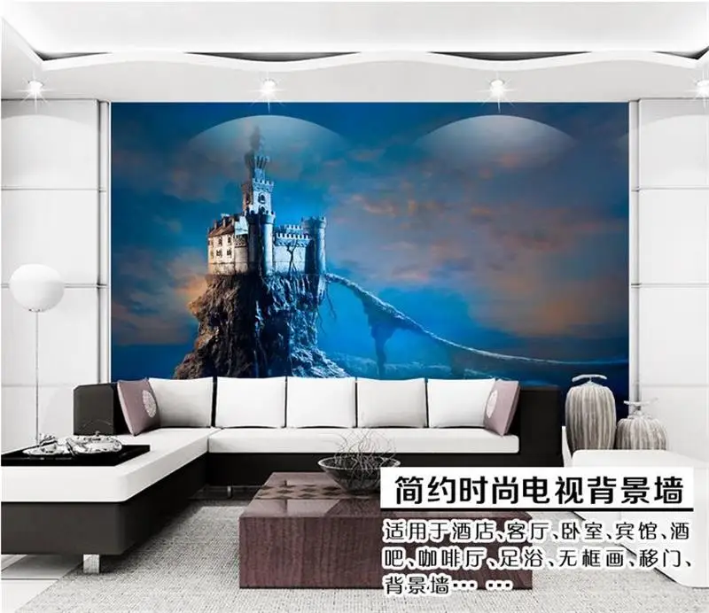 3d обои для комнаты на заказ фотообои не тканая настенная наклейка синий замок