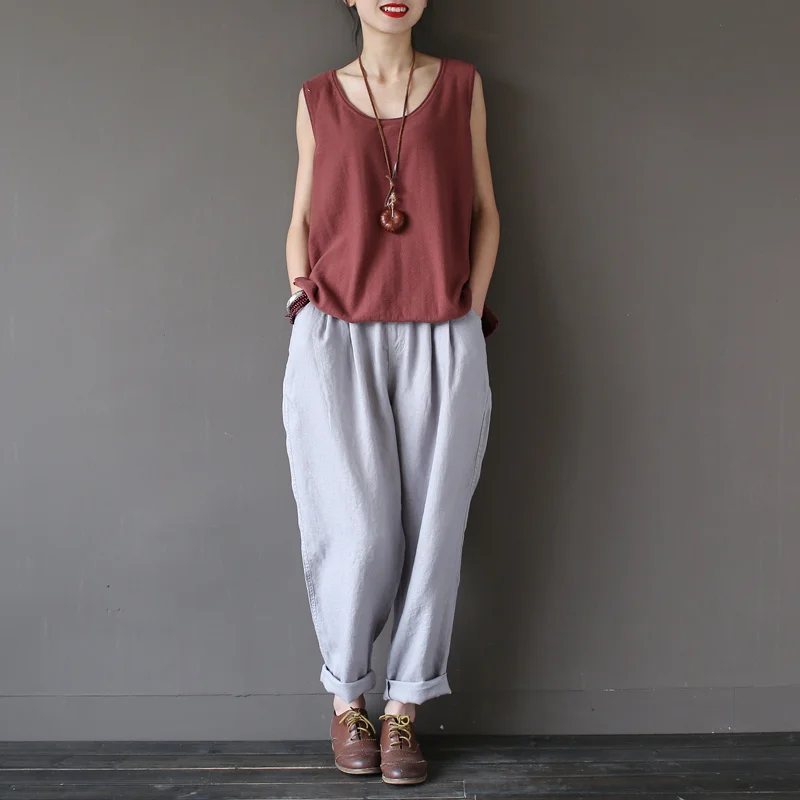 Женская футболка без рукавов с круглым вырезом весна лето повседневная