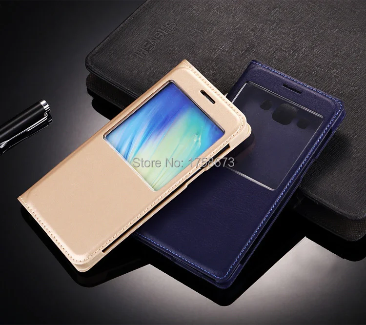 Роскошный оригинальный кожаный чехол книжка с окошком для Samsung Galaxy A3 A300 A3000 A300F