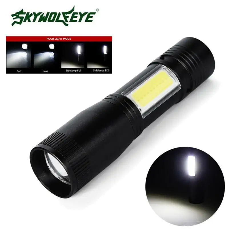 Мини фонарик с зумом XPE Q5 + COB светодиодный лампа Penlight AA/14500 4 режима наружный фонарь