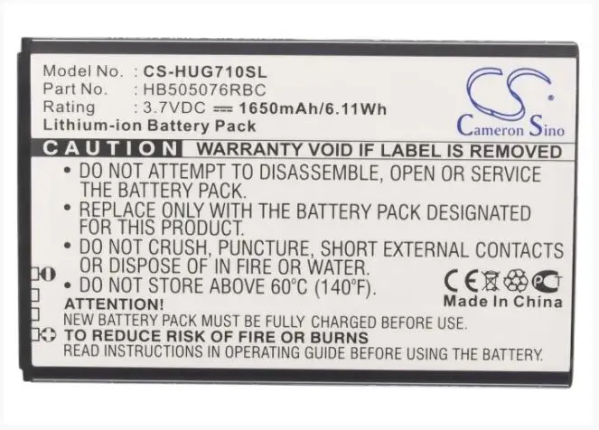 Аккумулятор Cameron Sino 1650 мАч для HUAWEI A199 Ascend G606 G610 G610C G610S G610T G700 G700-T00 G700-U00 G710 G716-L070 Y3 2 3G Аккумулятор Cameron Sino 1650 мАч для HUAWEI A199 Ascend G606 G610 G610C G610S G610T G700 G700-T00 G700-U00 G710 G716-L070 Y3 2 3G