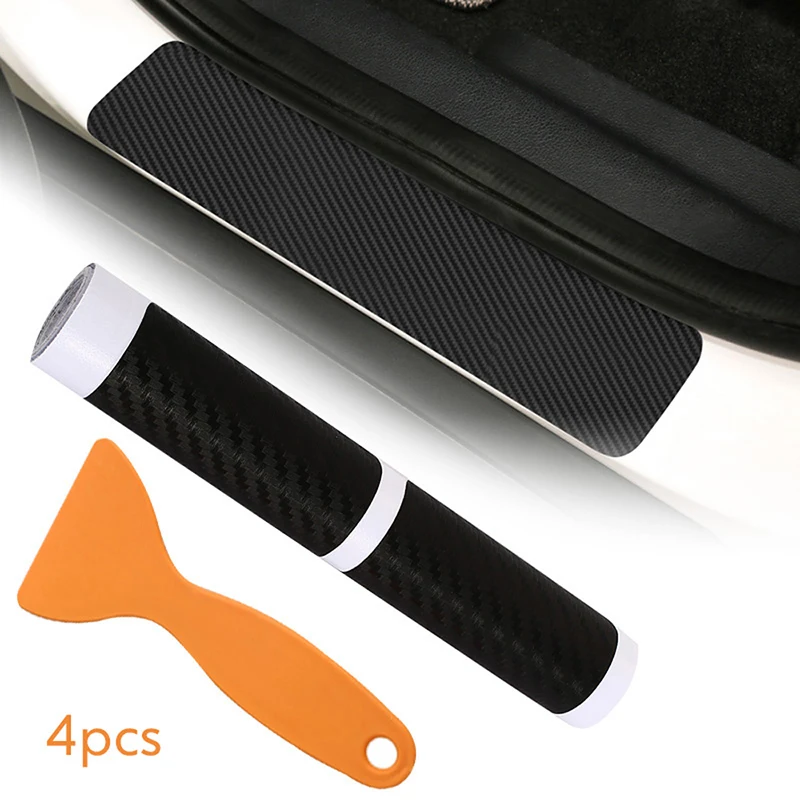 4Pcs Universa 4D 3D Black Carbon Fiber Car Scuff Plate Door Sill Sticker for Panel Protection | Автомобили и мотоциклы