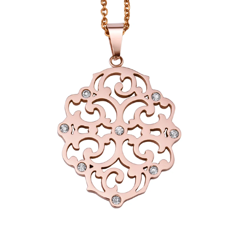 QFDZ104 титановые короткие ожерелья ожерелье из розового золота Стразы Цветочные