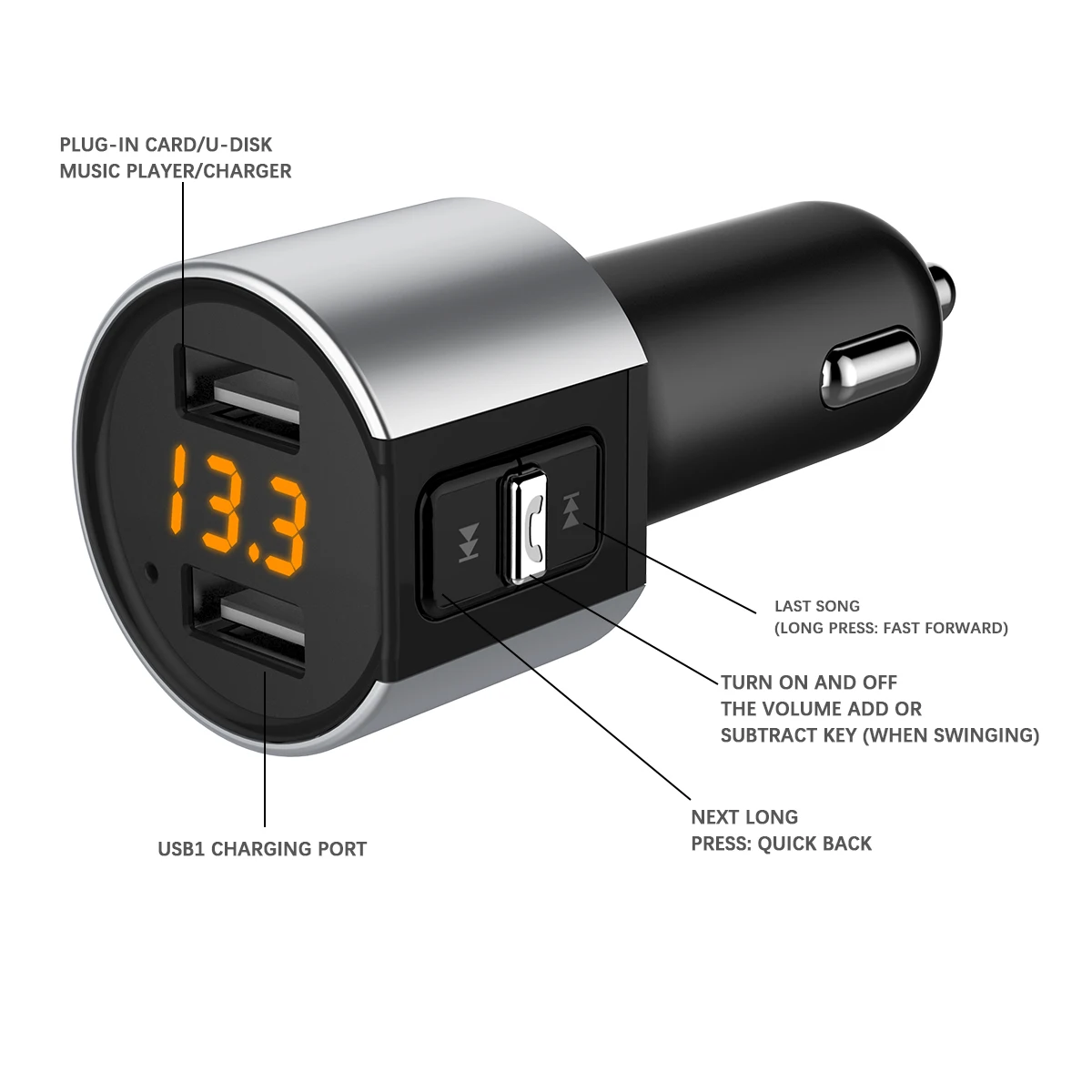 C26S двойной usb порт + 3.4A автомобильное зарядное устройство Bluetooth fm передатчик