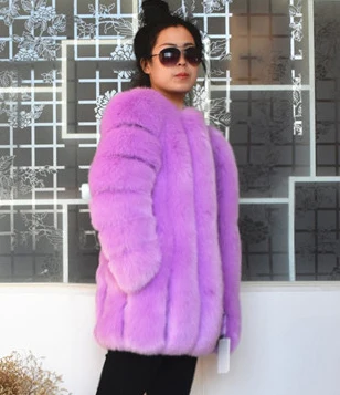 Purple ZADORIN Abrigo Mujer зимние женские пальто Роскошные Шуба из искусственного лисьего меха размера плюс толстые теплые длинные пушистые куртки розовое пальто bontjas - Цвет: Purple