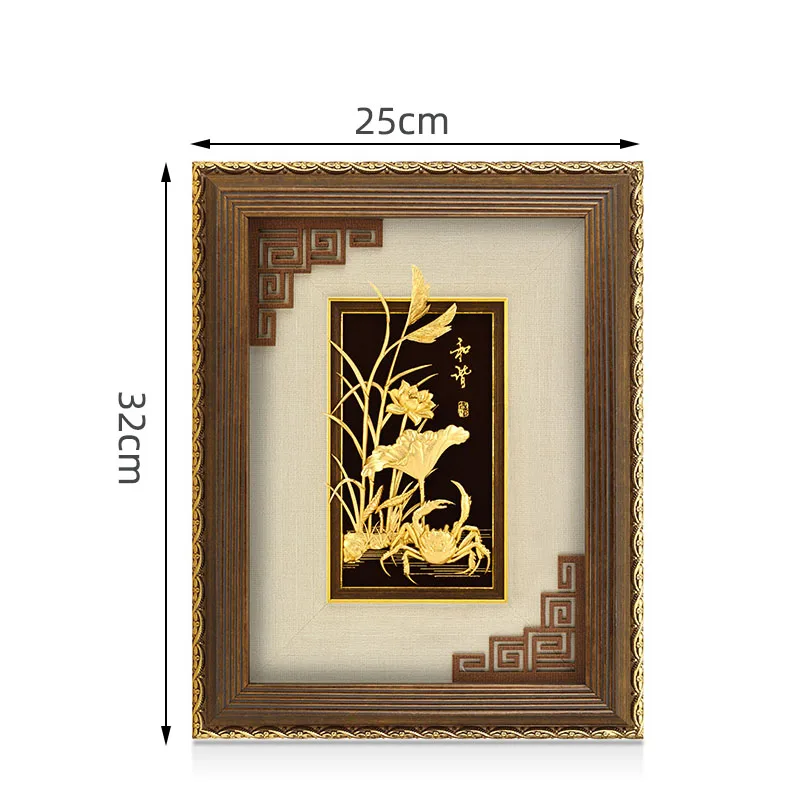 3D китайские картины в рамке, 24 K, Золотая фольга, живопись, плакат, настенные художественные картины для гостиной, роскошные ремесла, украшение дома, подарки