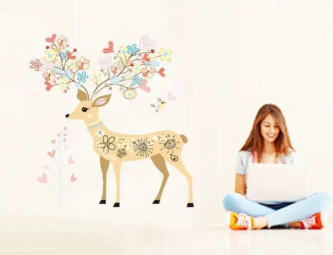 Съемная наклейка дерево Sika Deer большие размеры виниловые настенные наклейки для