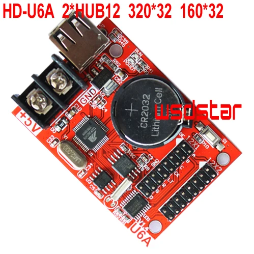HD-U6A 320*32 160*32 2* HUB12 USB светодиодный контрольная карта один и два цвета P10 Светодиодный контрольная карта HD U6A Новинка Лидер продаж