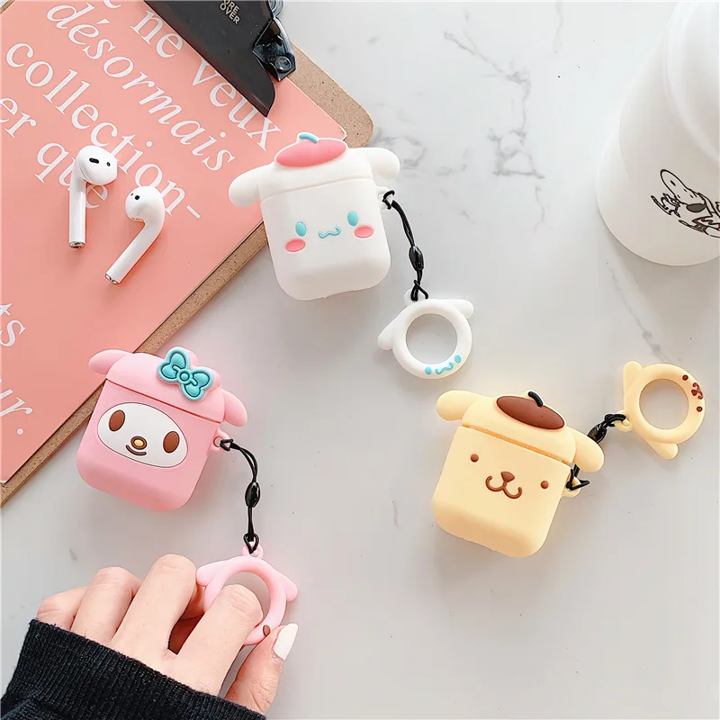 

Bluetooth Earphone Charging Case for Apple AirPods 2 Cute Silicone Case for Airpods Accessories My Melody Design Ring Lanyard