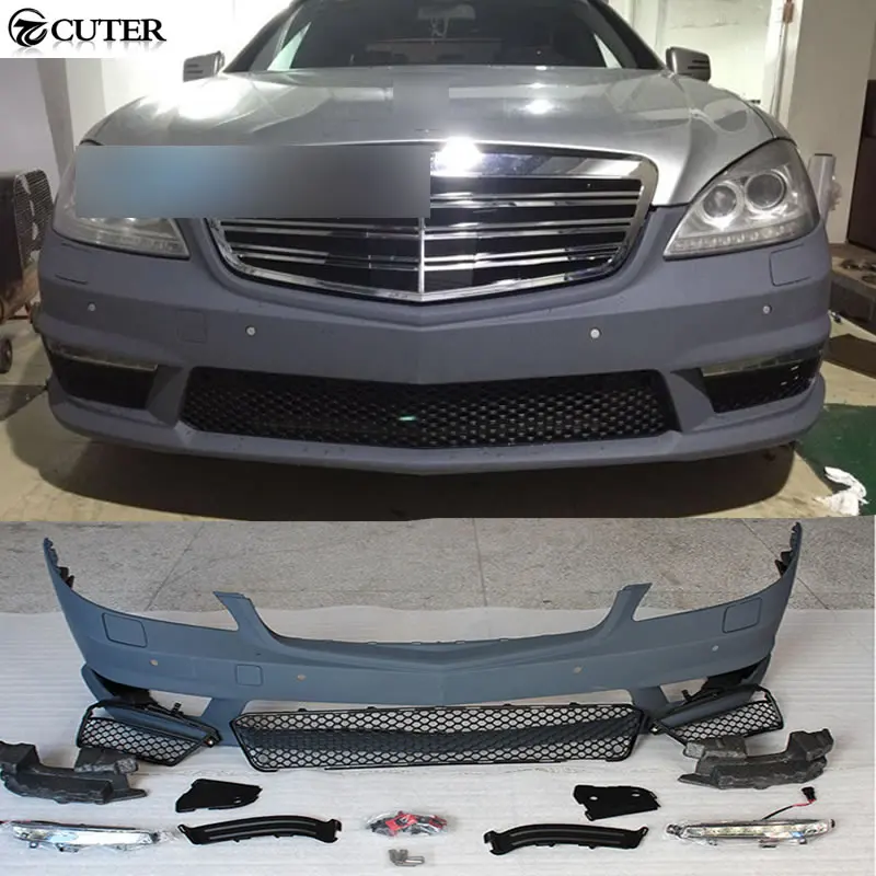 W221 S350 S400 S65 стиль PP Комплект кузова автомобиля передний бампер для Benz 07 13|kit car