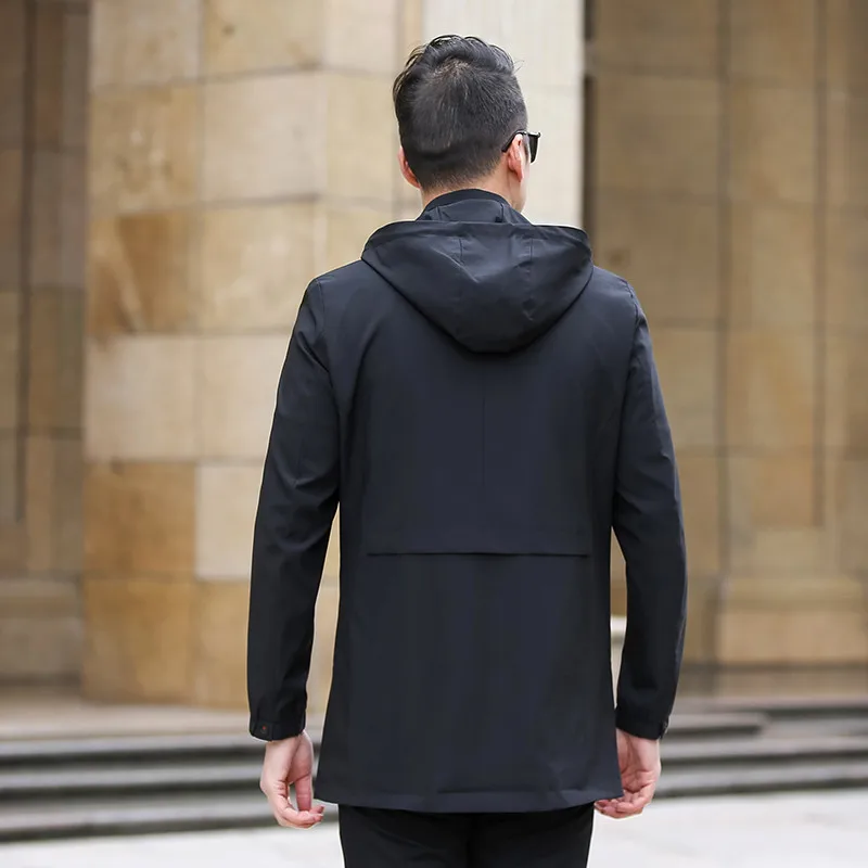 Мужской Модный деловой Тренч повседневная куртка с капюшоном Размеры M до 5XL 6XL 2019