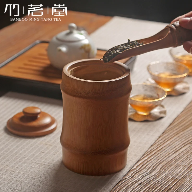 2018 новая герметичная банка Бамбуковая для чая бутылки специй Круглая Коробка