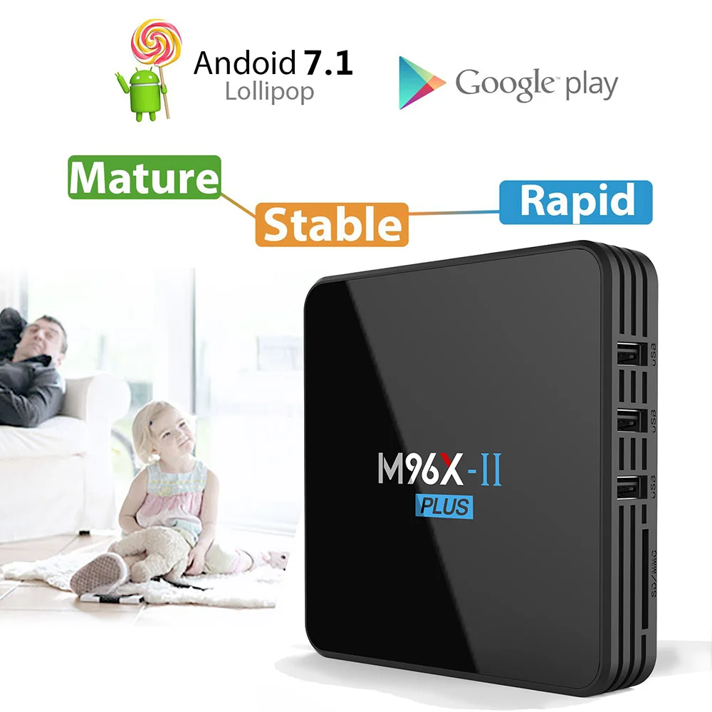 M96X II PLUS светодиодный Amlogic S912 Восьмиядерный Смарт Android 7 1 tv Box 2GB 16GB 2 4G/5 GHz wifi Bluetooth 1000M