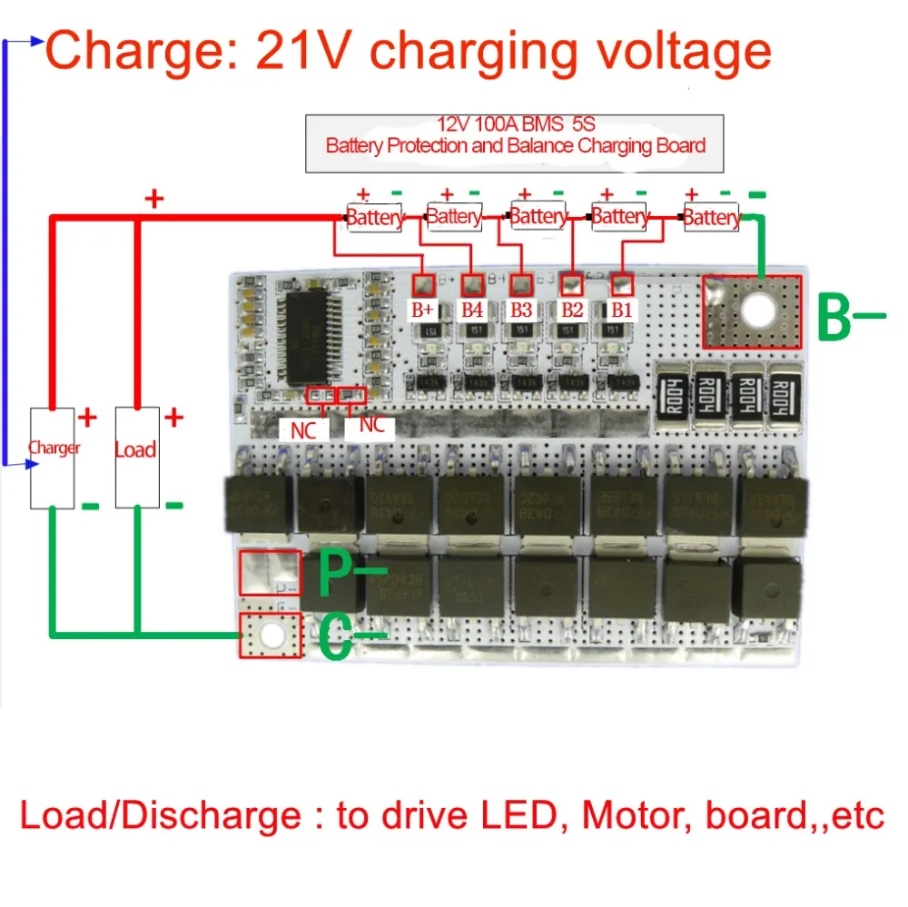 BMS 5S 21V 4S 16,8 V 3S 12,6 V 100A 3,6 V 4,2 V литий-ионный аккумулятор 18650 защитная цепь с балансом для смарт-батарейный блок - Цвет: 5S 21V 100A