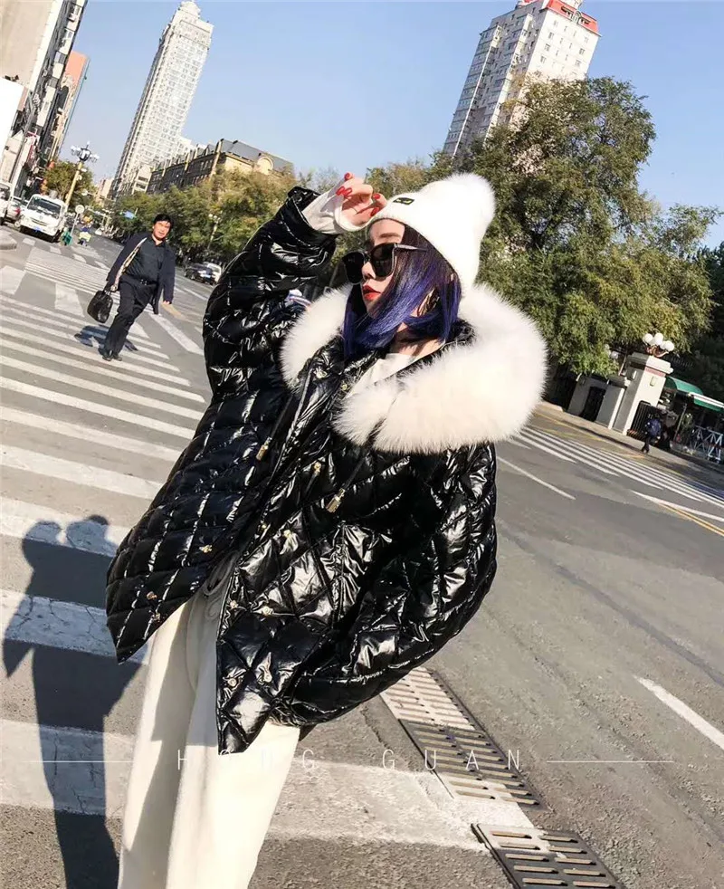 Chaqueta mujer, 90% белый утиный пух, пальто, зимняя женская одежда, шапка, куртка корейского размера плюс, с капюшоном, с натуральным лисьим мехом, парка