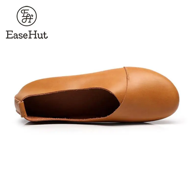 Easehut/Модные женские кожаные лоферы без шнуровки; Повседневная Удобная однотонная Винтажная обувь на плоской подошве; женские мокасины; Этническая обувь в стиле бохо