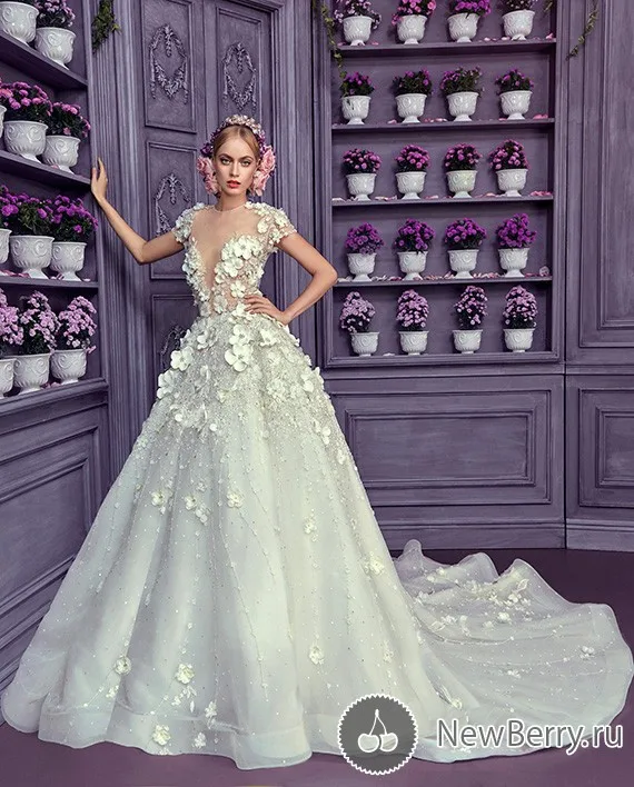 Vestidos de Noiva Свадебные Платья Этаж Длина Кружева Аппликации Бисером Ручной работы