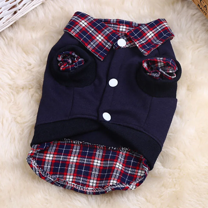 Зимнее теплое пальто для собак и кошек куртки клетчатая одежда маленьких