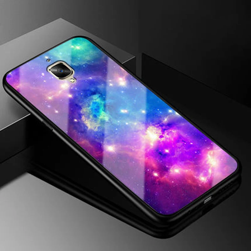 Звездное небо закаленное Стекло телефонные чехлы для Oneplus 3 мягкий TPU бампер защитный кожаный чехол для Oneplus A3000 Стекло чехол Oneplus3 1+ 3 знака после Coque - Цвет: A8