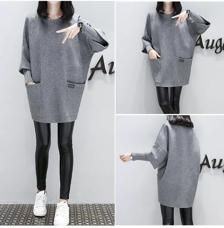 4XL Одежда для беременных; зимняя одежда с длинными рукавами; Свободные толстовки для беременных; однотонная верхняя одежда для беременных; Длинная одежда