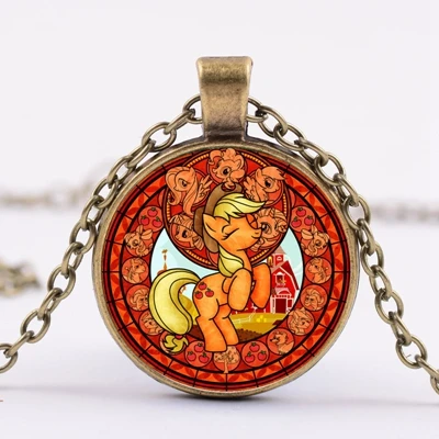 Style 2 SONGDA My Little Horse Baoli Poni Princess ожерелье Радужная лошадь художественное фото стеклянный купол для девочек детское ожерелье мультяшное ювелирное изделие - Окраска металла: Style 2