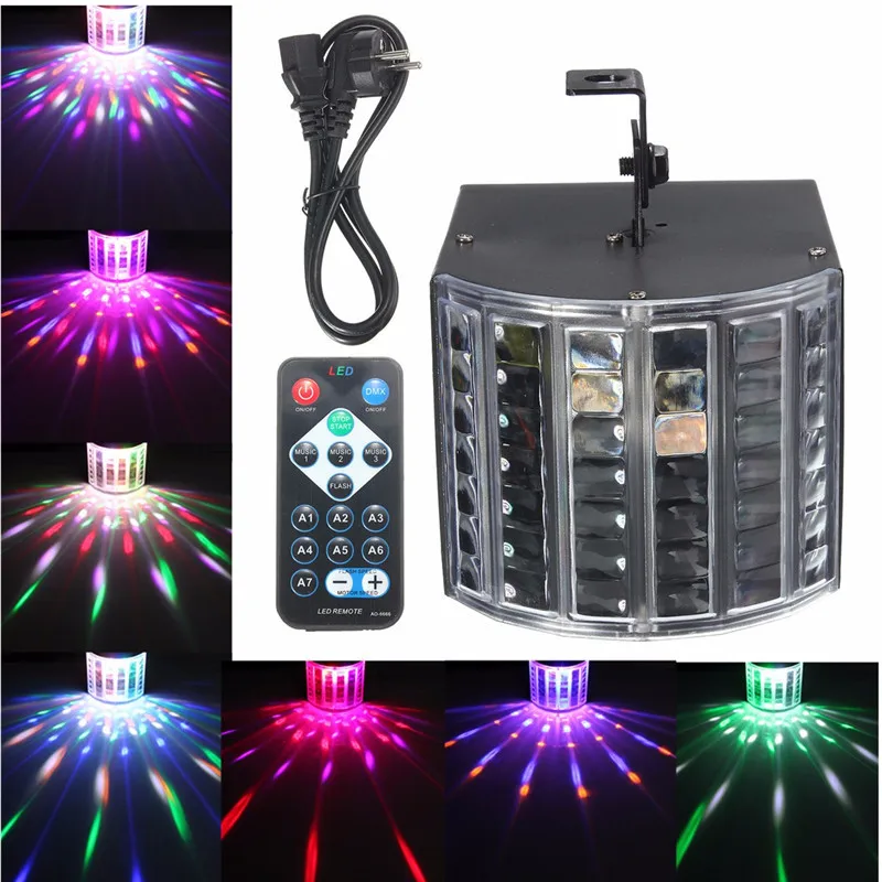 Светодиодный RGB Авто/Звуковое управление DMX512 стробоскоп сценический светильник ing DJ диско бар вечерние 7 каналов с дистанционным светильник 6 Вт AC90-240V