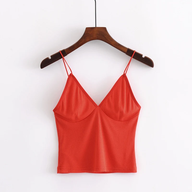 short red Женский сексуальный топ-бюстье, хлопковый топ без косточек, женские топы с глубоким v-образным вырезом, Pfeiffer, топы, майки, тонкая кофточка - Цвет: short red