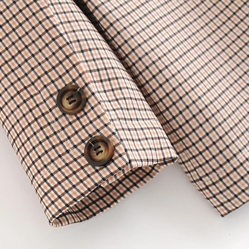 2018 женские новые клетчатые блейзеры костюмы с длинным рукавом двубортные