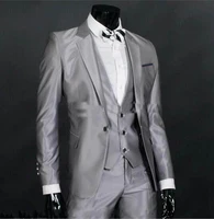top salecustom made one button silver gray groom tuxedos notch lapel best man groomsmen men wedding suits bridegroom suitsweddi