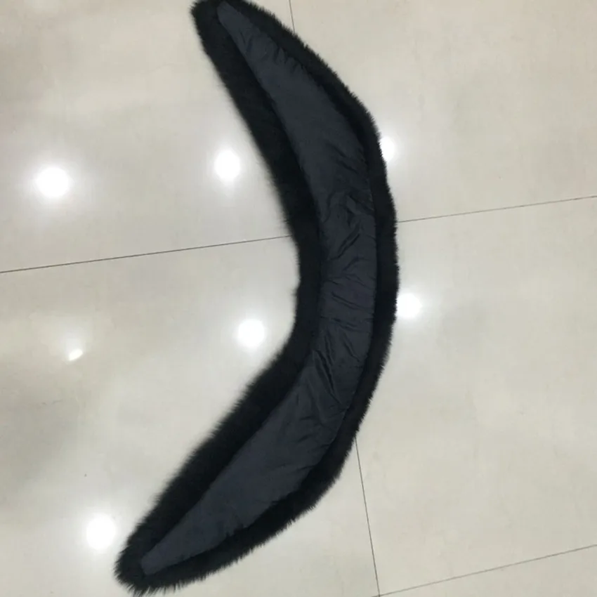 Воротник из натурального Лисьего меха унисекс черный пушистый зимний шарф 80 100 см