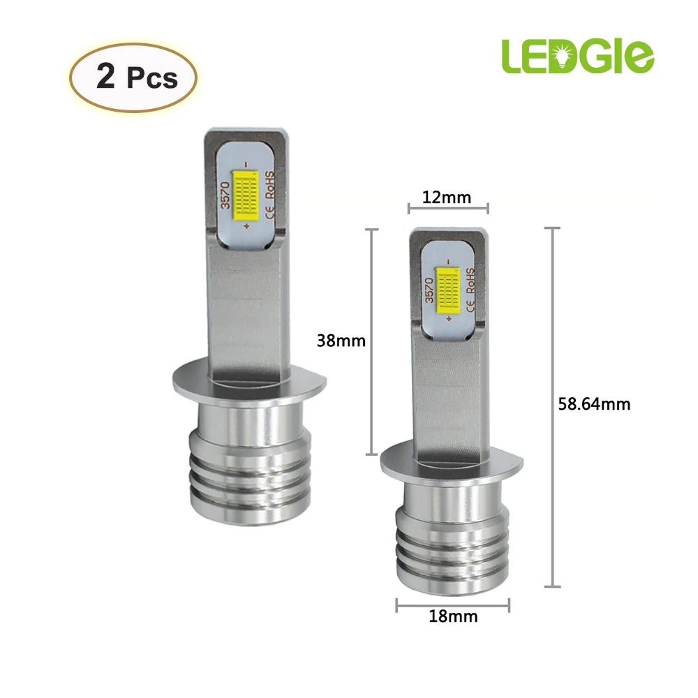 LEDGLE 2 шт. 40 Вт H1 светодиодные противотуманные фары CSP3570 12 в для вождения IP65