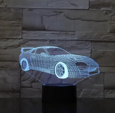 Car 3 Быстрая скорость спортивный автомобиль 3D ночник акриловая пластина 7 цветов меняющийся светодиодный настольный светильник 3D иллюзия лампы для мальчиков подарки - Испускаемый цвет: Car 3