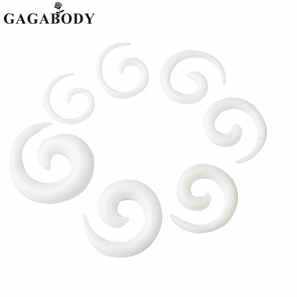 Рождество Новые Панк Белый Акрил спираль Форма туннели беруш пирсинг 2.5 мм-10 мм 1