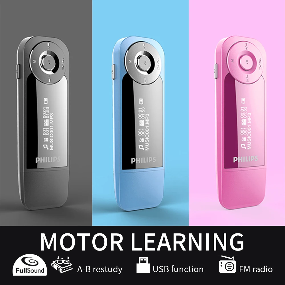 Philips оригинальный 8 Гб мини музыкальный MP3 плеер USB студенческий Спорт Бег с