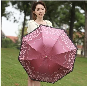 Женский летний зонтик 100% солнцезащитный UPF&gt50 + чистый 8 ребер черное покрытие