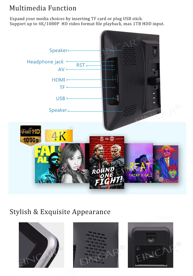 Android 6.0 Rear-Seat Entertainment System Screen with High Resolution 1366*768 Suport USB/SD/HDMI Port and WiFi 10.1 Inch Ultra |