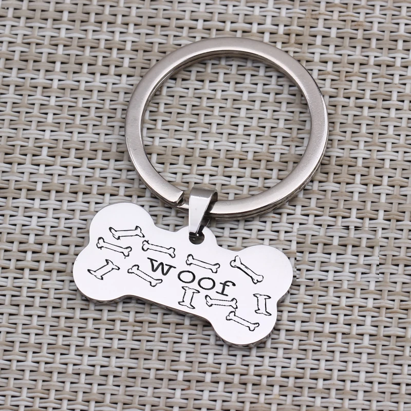 Брелок в форме кости с гравировкой Woof подарок для домашних животных любимого
