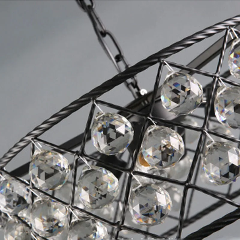 Black Iron Luxury Circular Creative Modern Pendant Light Crystal Fashion Lamps Led Chiip For Dinging Room Bar Home LIghting | Лампы и