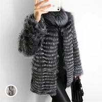 fursarcar 2021 new natural silver fox fur coat women fur collar jacket for female fashion winter real fur garment lady