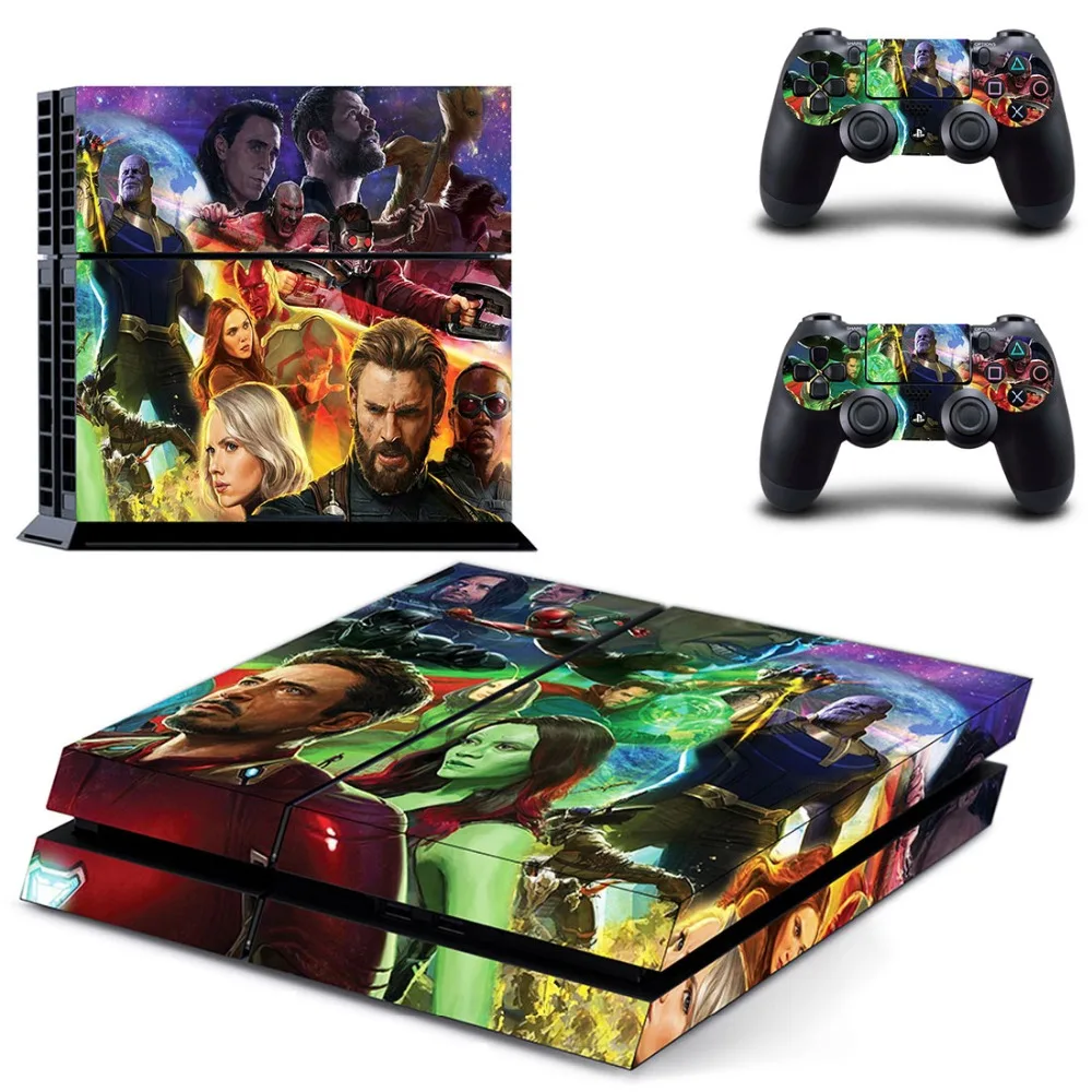 Виниловая наклейка для консоли Playstation 4 и 2 контроллеров PS4 Мстители Endgame Железный