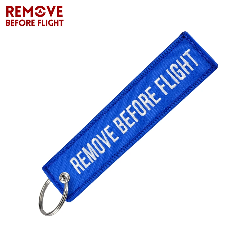

Remove Before Flight Keychain for Important Things Tag Blue Embroidery Key Fobs OEM Key Chain Jewelry Aviation Gifts for Men
