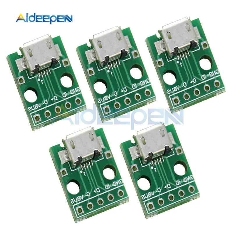 5 шт./лот плата адаптера Micro USB Для DIP 2 54 мм PCB разъем модуль панели гнездо