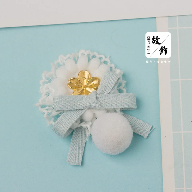 

Blue headdress Korean adult children cloth art the princess lace lolita bowknot hairpin