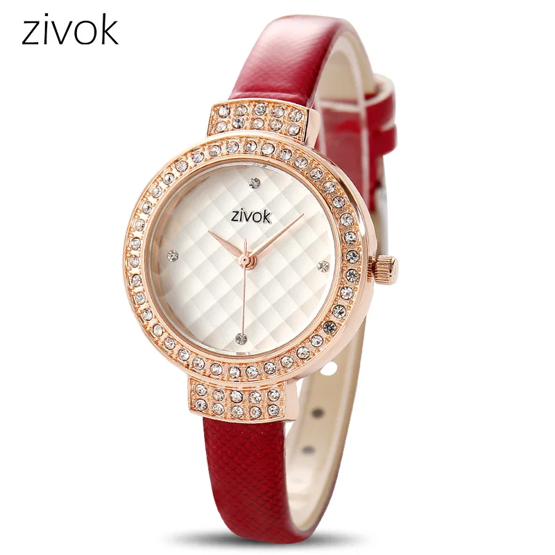 Zivok модные женские часы браслет Relogio Feminino красный кожаный ремешок для влюбленных