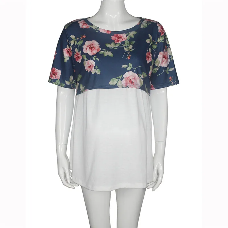 

2019 Casual Pregnant Women Maternity Clothes Nursing Tops Breastfeeding Wear Floral t-shirt for woman pregnancy