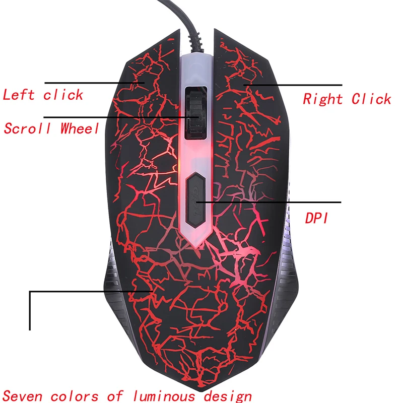 Новейшая USB Проводная мышь игровая для компьютера ПК ноутбука цветная светящаяся
