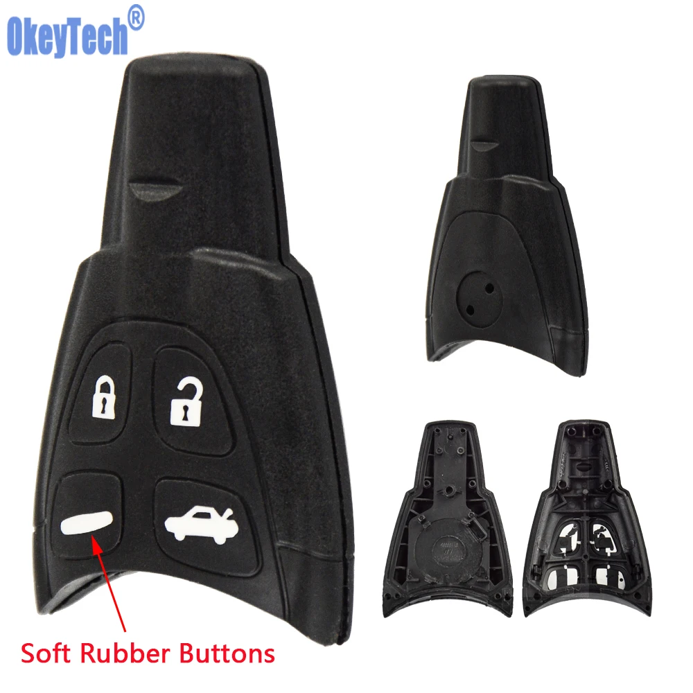 OkeyTech, 4 кнопки, чехол для автомобильного ключа, оболочка, брелок для SAAB 93 95 9-3 9-5 WF 4, мягкая кнопка, замена, без ключа, для дистанционного ключа