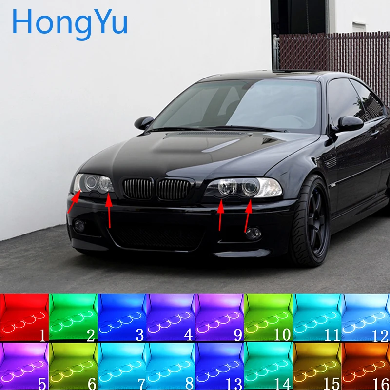 Для BMW 1998 03 E46 с проекторами аксессуары новейшая фара разноцветный RGB светодиодный