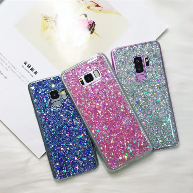 Силиконовые Bling Блестящий со стразами и пайетками чехол для телефона samsung A320 A520 A6