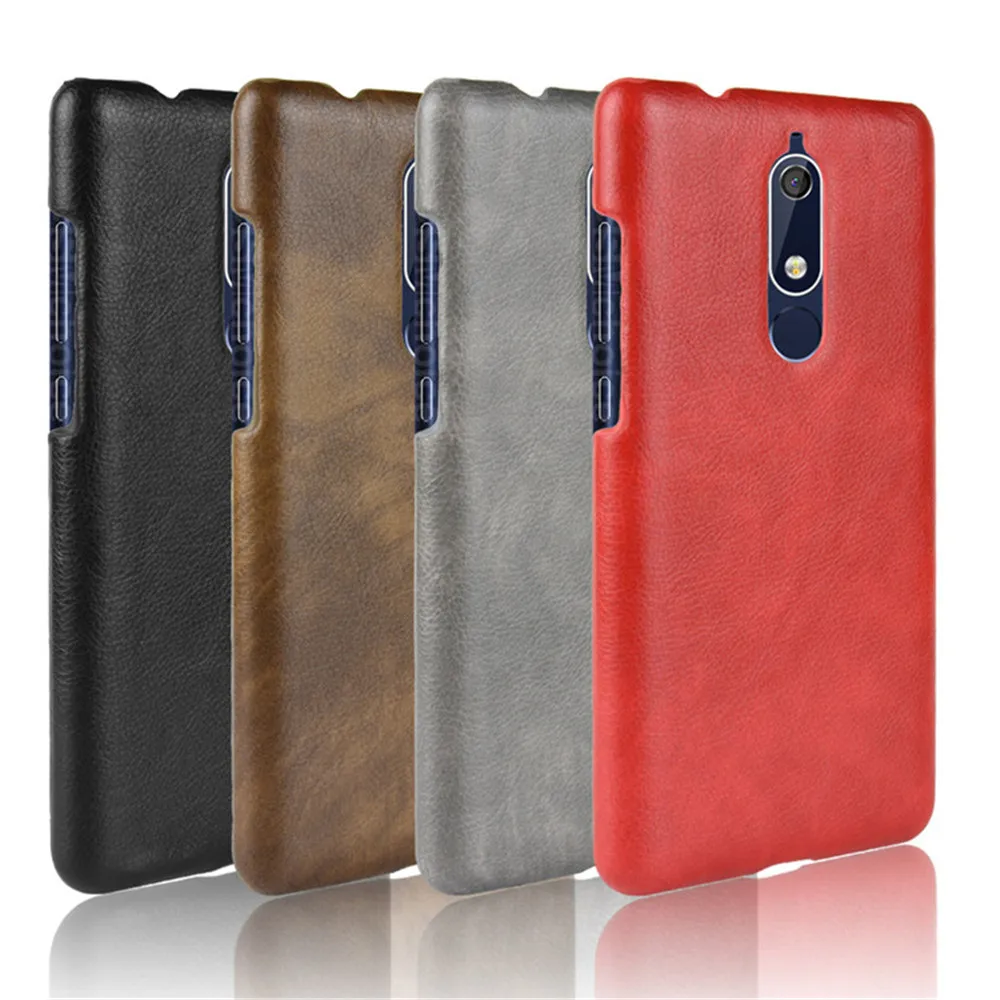 Для Nokia 5 1 чехол Роскошный Личи Striae искусственная кожа Жесткий противоударный для